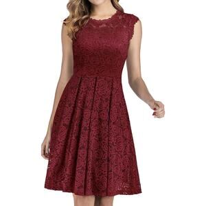 MeetJen 2XL Red Lace Sleeveless Dress Fits More Like XL Please See Sizing Pic